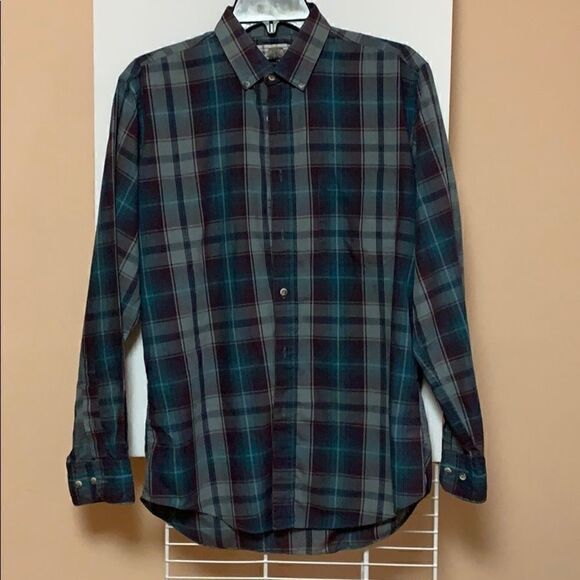 Gap shirt green green/maroon check medium - Picture 8 of 8